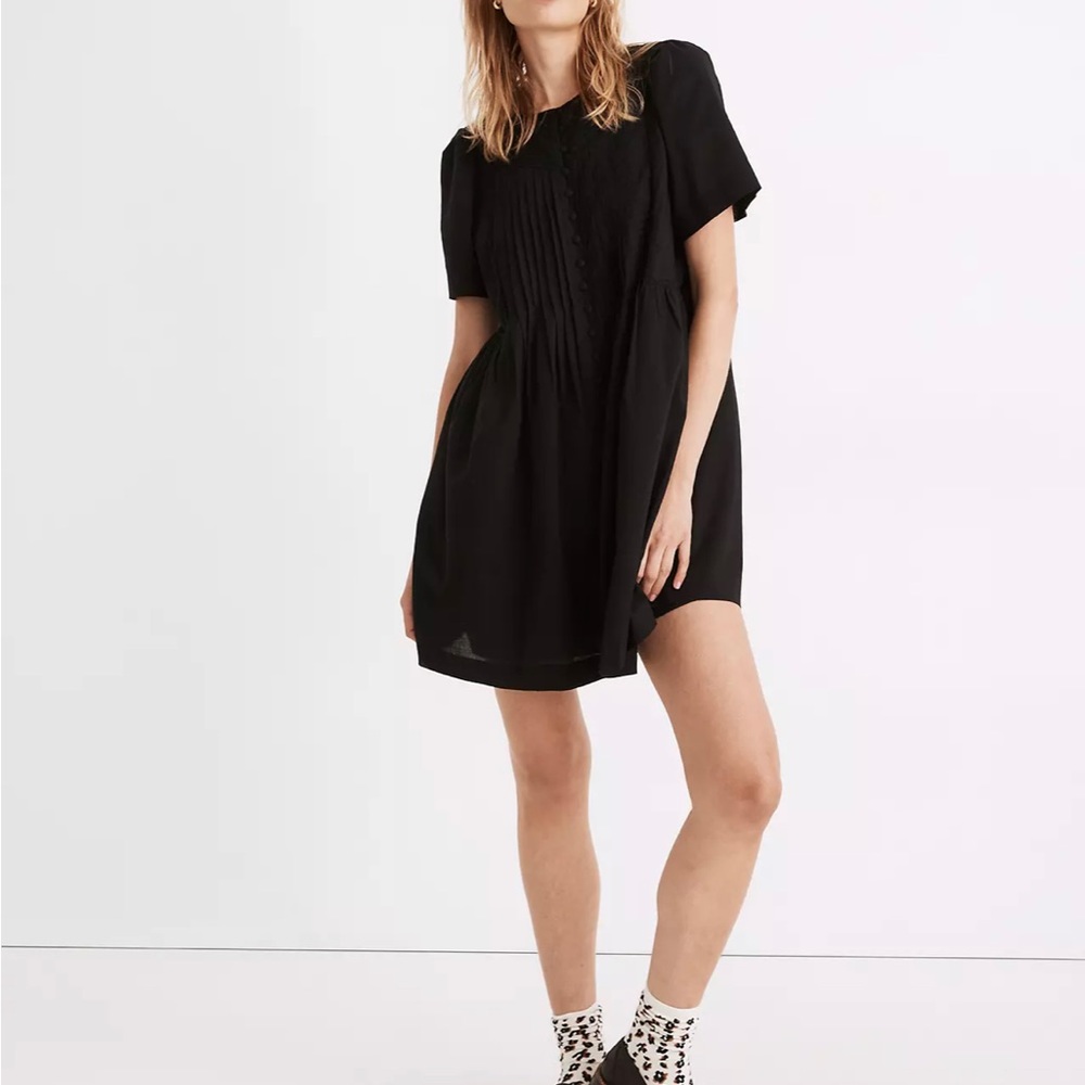 Madewell Lace-Trim Pintuck Button-Front Mini Dress Sz XS